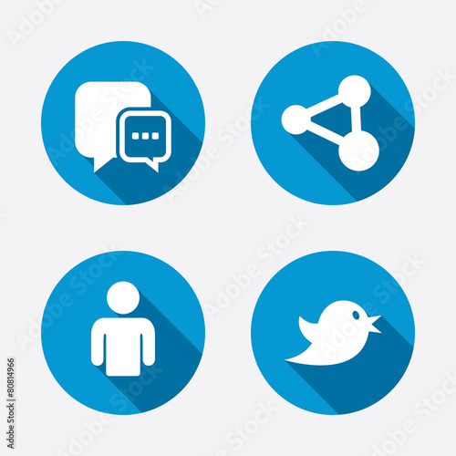 Social media icons. Chat speech bubble and Share