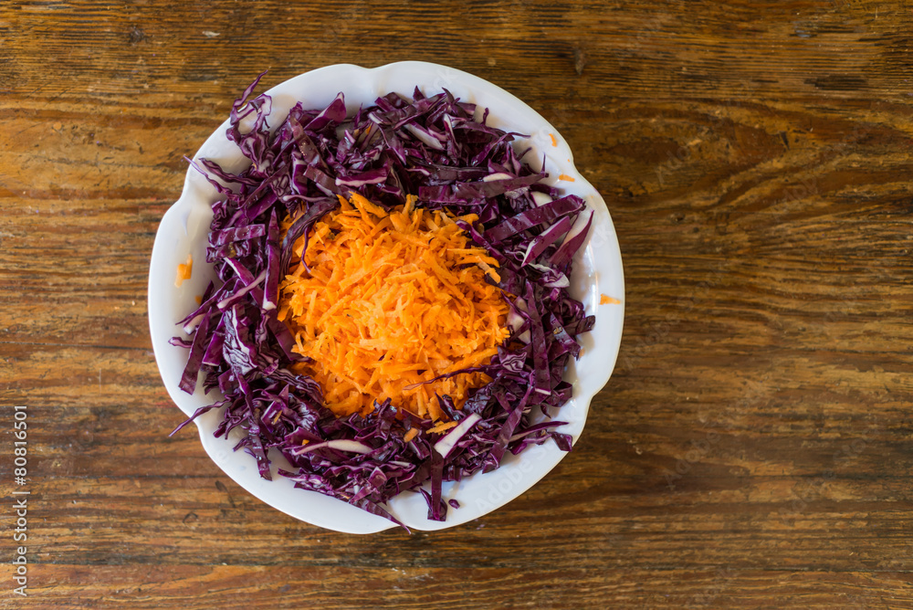 Real Cooking, Preparing salad carrot and cabbage Real Cooking, Preparing salad carrot and cabbage