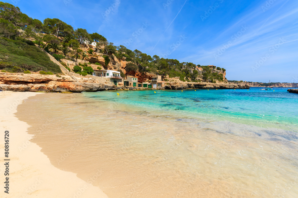 Beautiful sandy Cala Llombards beach on Majorca island, Spain