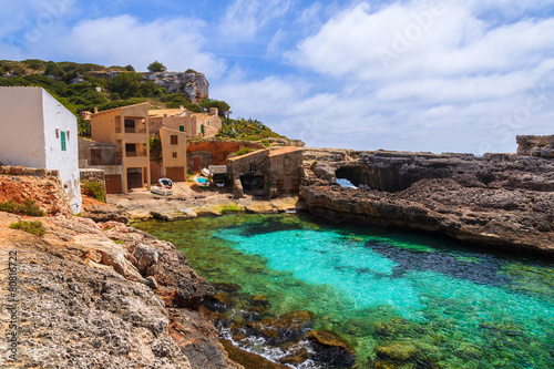 View of Cala S'Almunia bay on coast of Majorca island, Spain