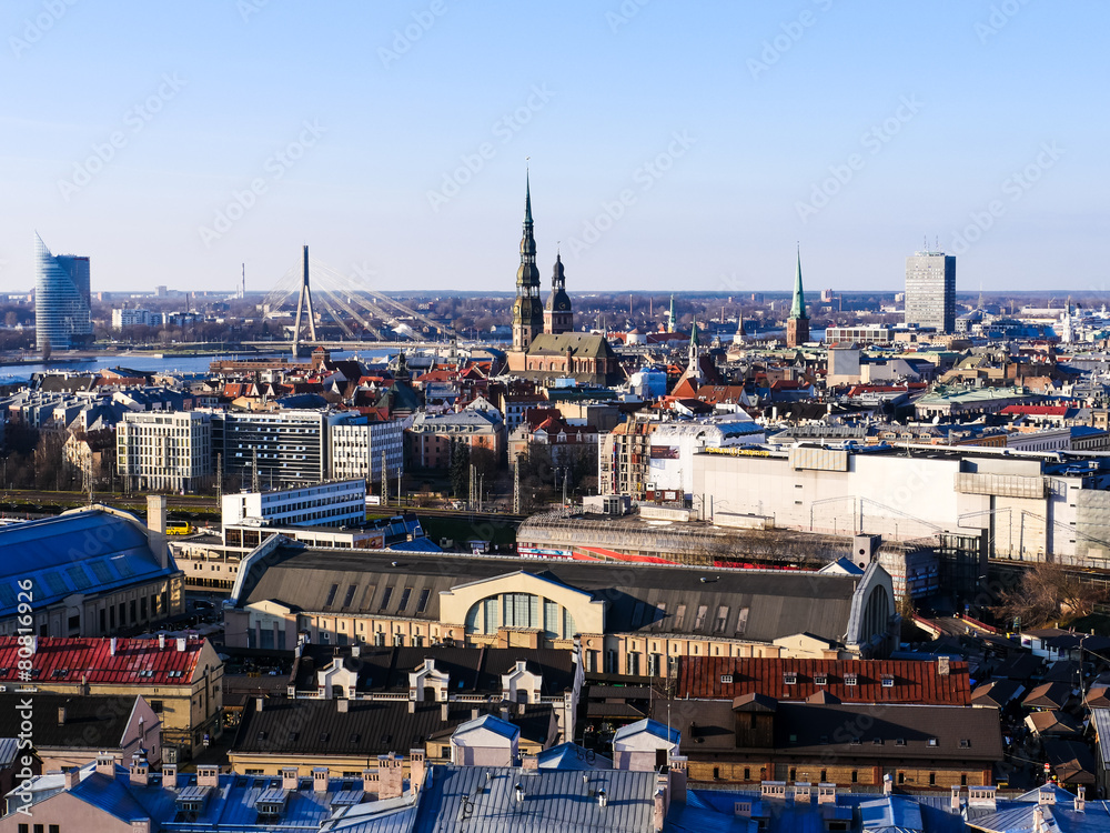 RIGA, LATVIA - Panorama of the Old Town in Riga.