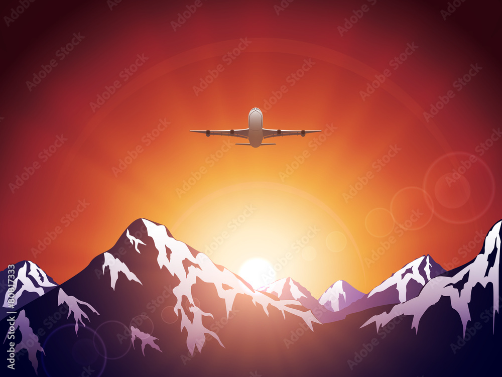Plane in mountains