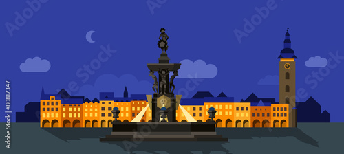 Budweis / Ceske Budejovice at night