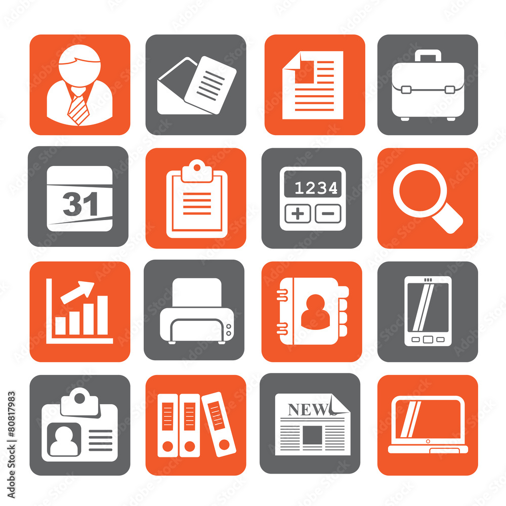 Silhouette Business and office icons Silhouette Business and office icons