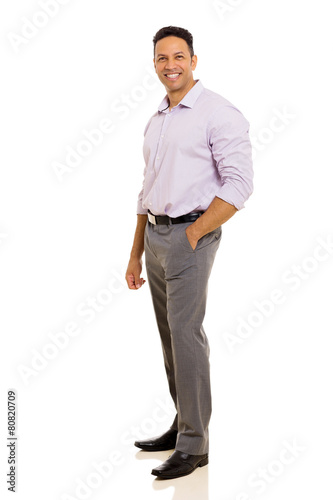 man standing on white background