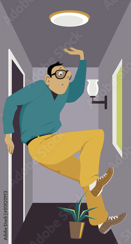 Man in a tiny apartment