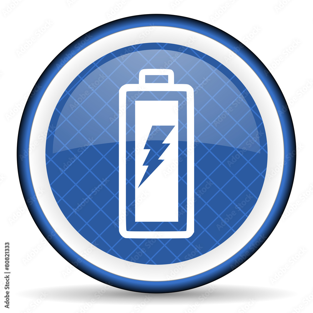 battery blue icon power sign battery blue icon power sign
