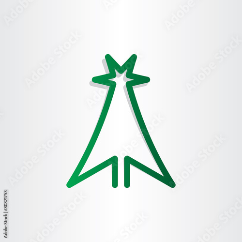 christmass tree green line icon design