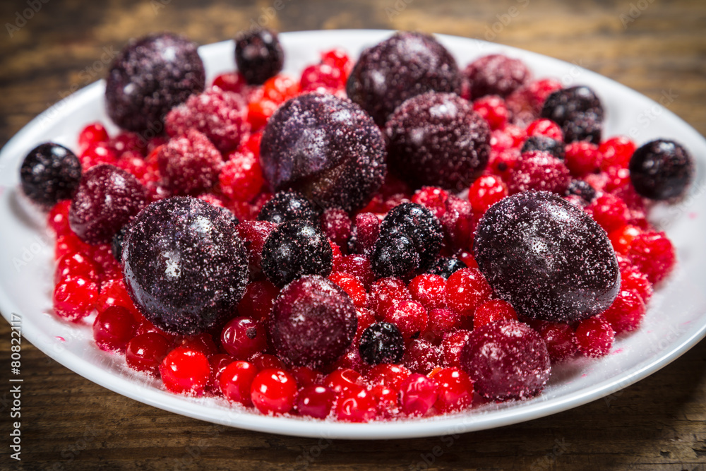 close-up of frozen berries in plate close-up of frozen berries in plate