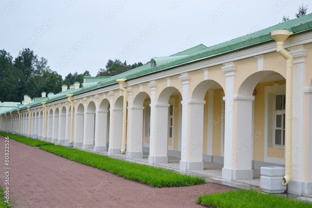 Colonnade of Big Menshikovsky palace in Oranienbaum.