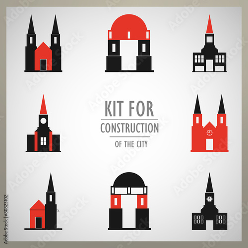 Set of vector architectural monuments old Europe