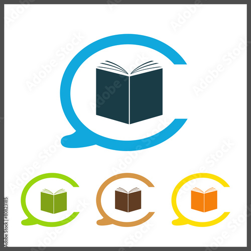 Vector simple icon library. Opened white book