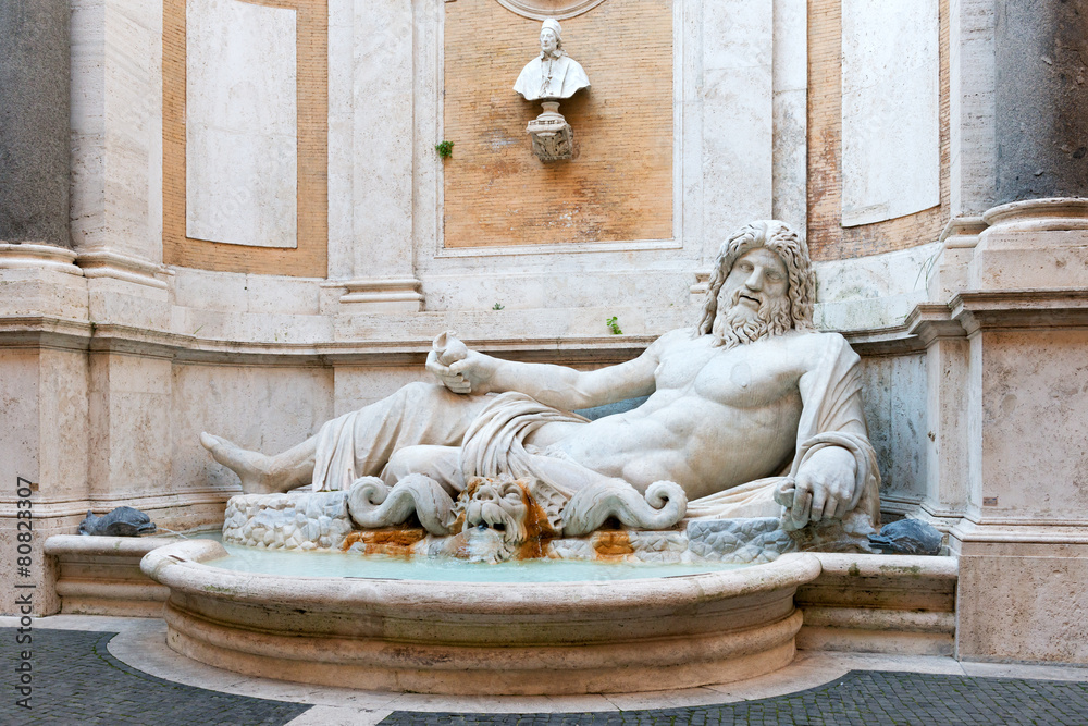 Fountain of River God Marforio, courtyard of Capitoline Museum