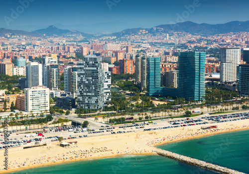 View of Barcelona from  the helicopter.  New houses at sea side © JackF