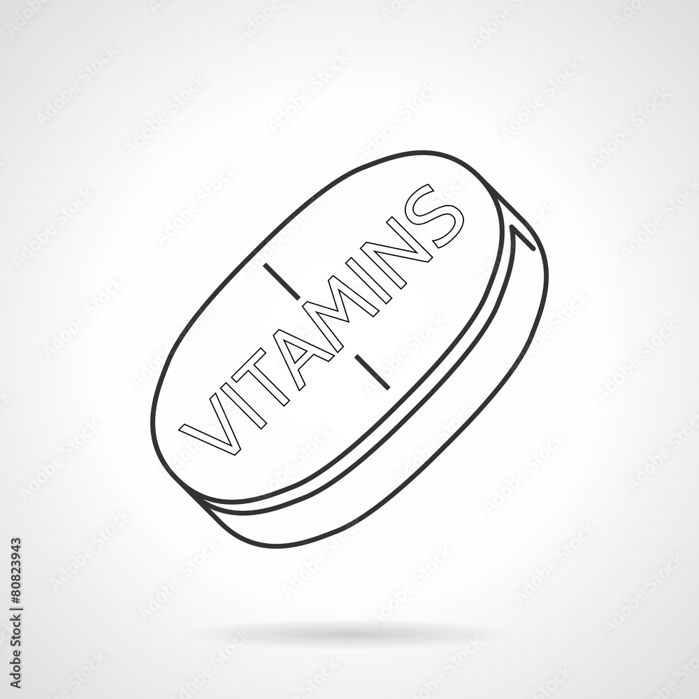 Black line vector icon for vitamins tablet Black line vector icon for vitamins tablet