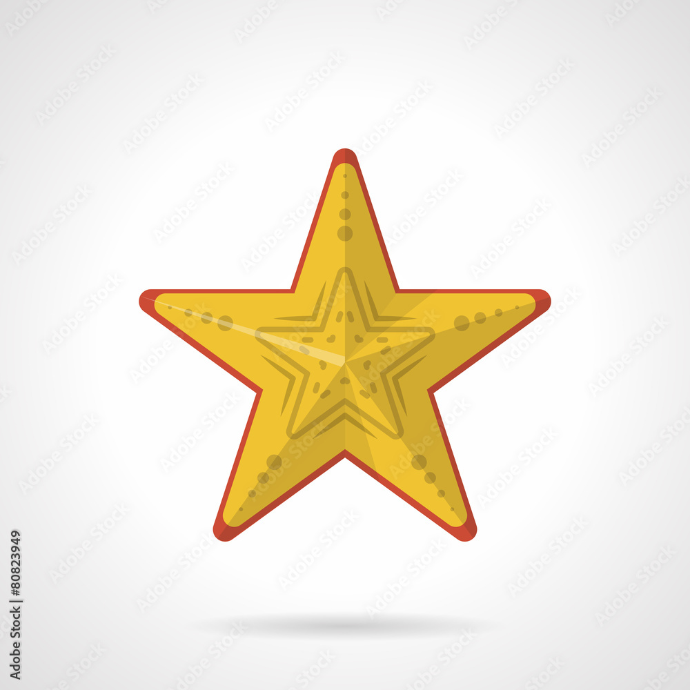 Obraz premium Flat style vector icon for yellow starfish