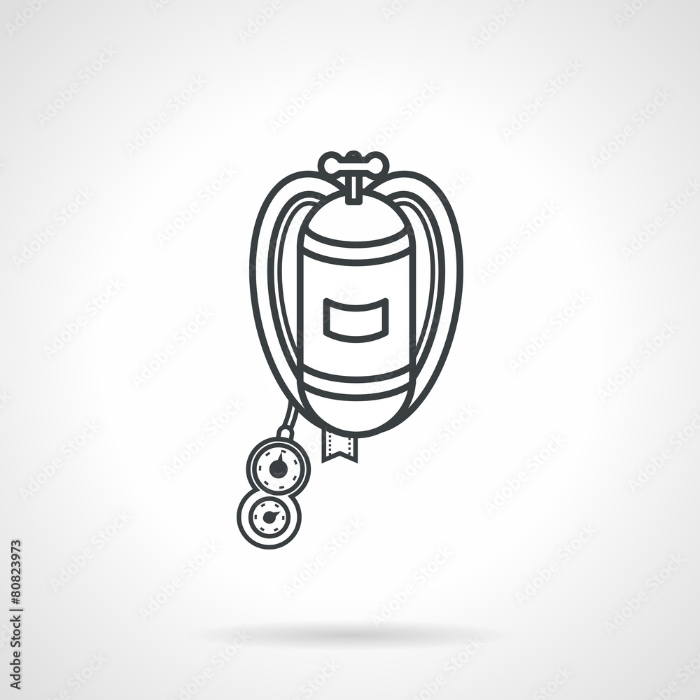 Obraz premium Black line vector icon for aqualung