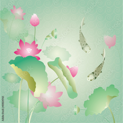 lotus flower and fish background