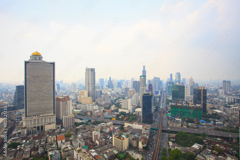 Fototapeta premium top view in heart of bangkok building scene