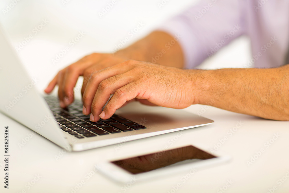 man hands working on laptop man hands working on laptop