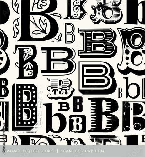 Seamless vintage pattern letter B