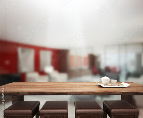 Table Top And Blur Office Background