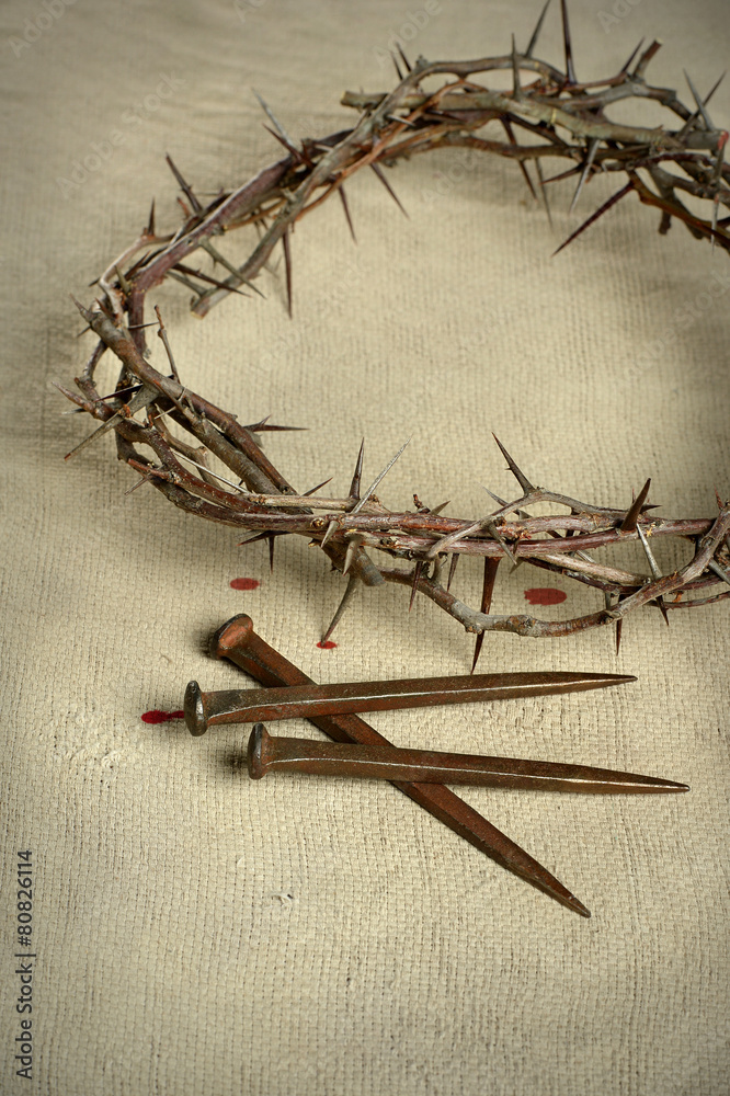 Fototapeta premium Crown of Thorns and Nails
