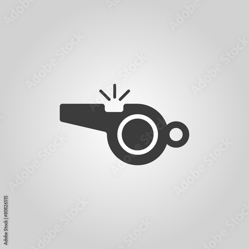 The whistle icon. Referee symbol. Flat