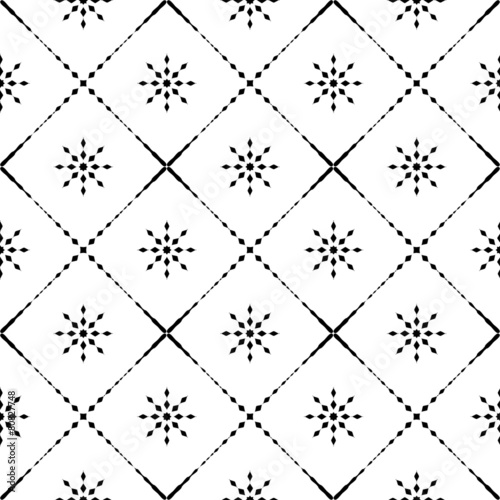 Black and white geometric seamless pattern  abstract background.