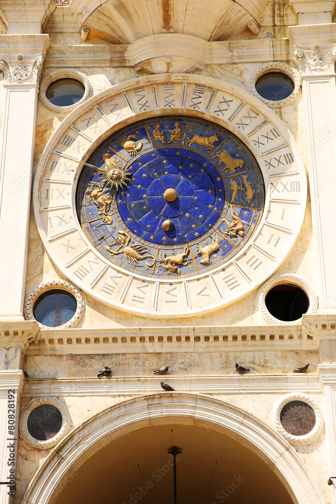 Astronomical Clock Tower, Details. Venice, Italy