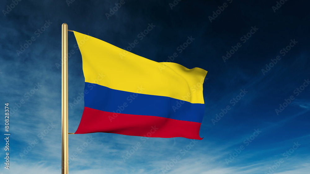 Colombia flag slider style. Waving in the win with cloud Colombia flag slider style. Waving in the win with cloud