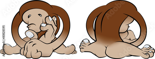 strange bigfoot-like creature front and back