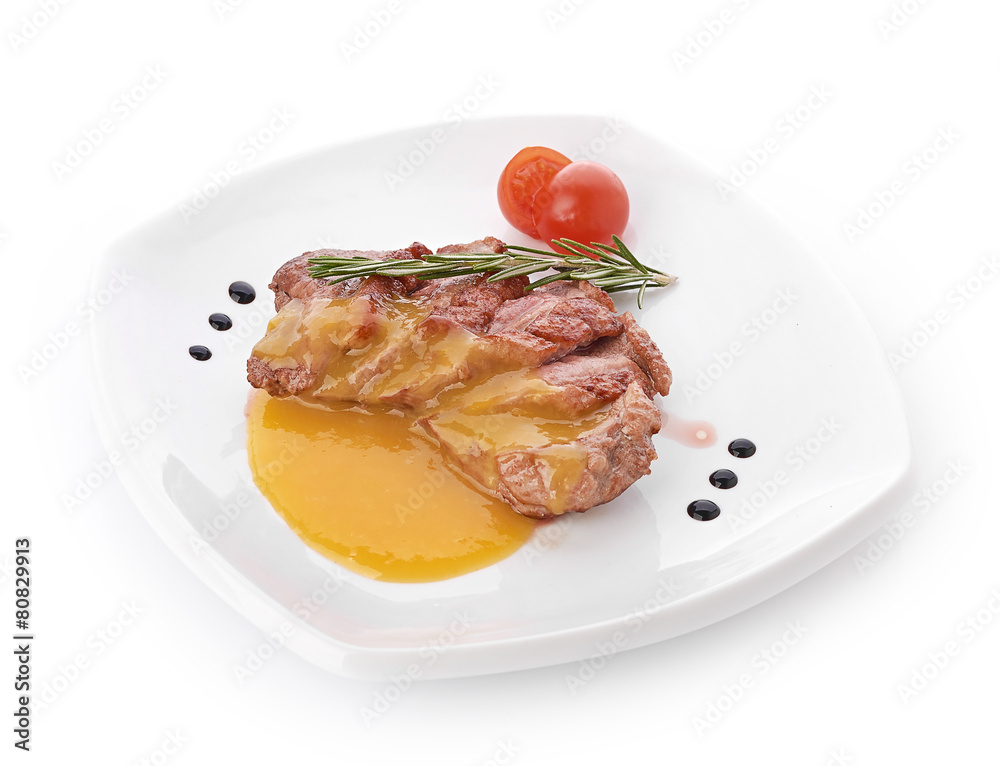 Beef steak medium grilled, isolated on white background Beef steak medium grilled, isolated on white background