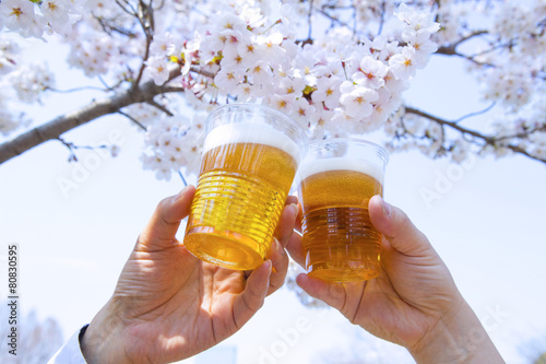 桜と乾杯