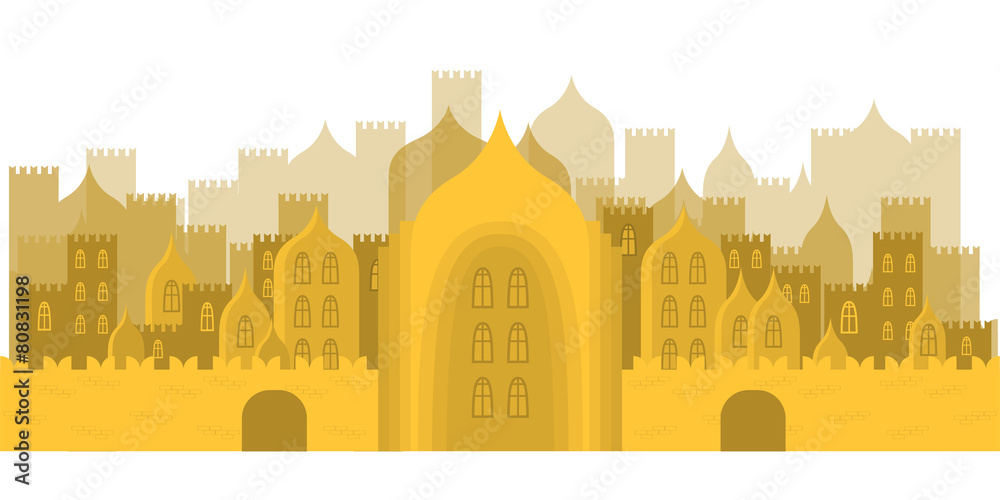  golden fabulous city. Buildings, towers, castles