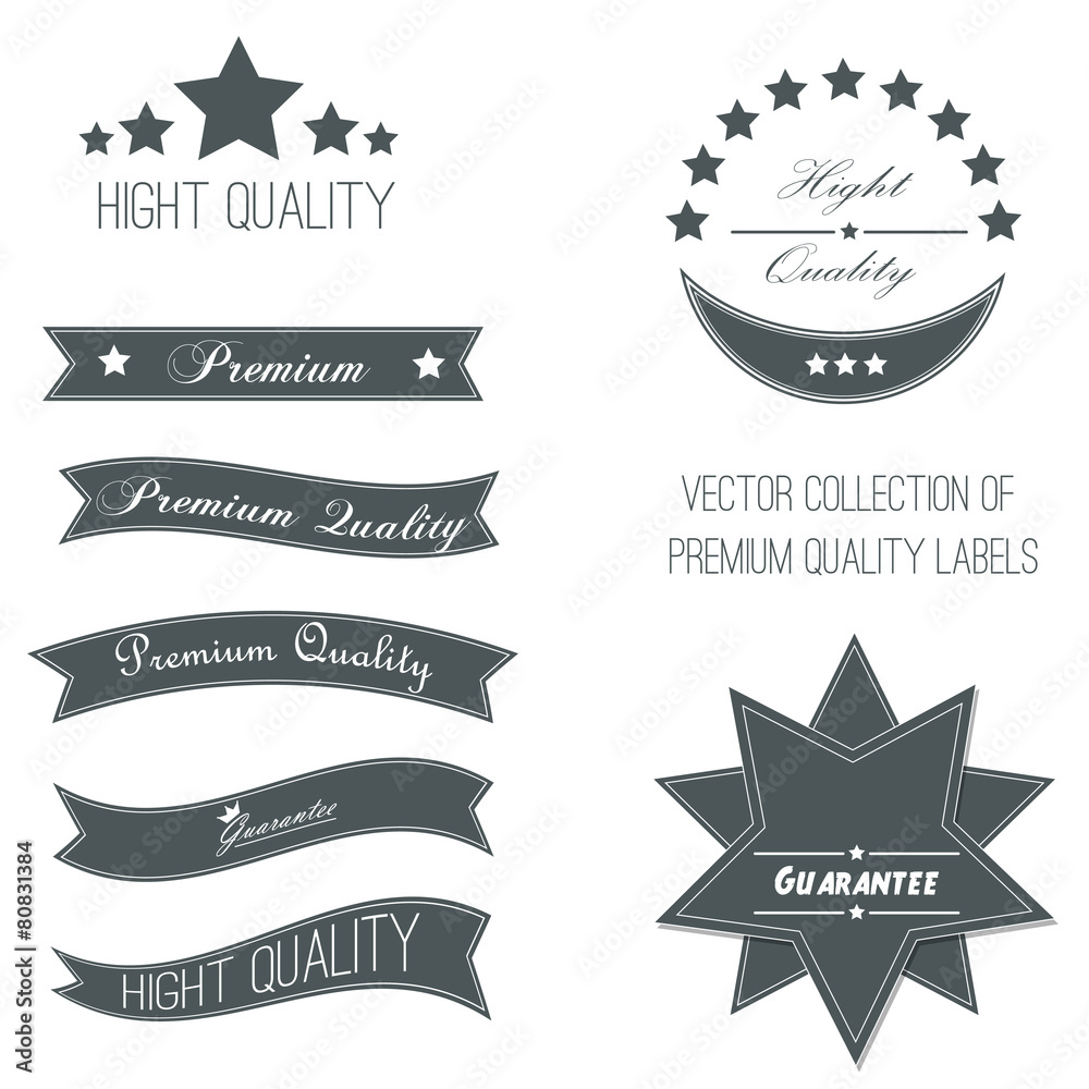 Collection of vintage labels and ribbons.
