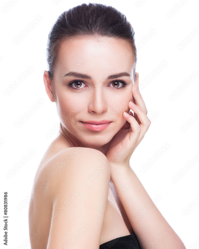 Beautiful face of young adult woman with clean fresh skin Beautiful face of young adult woman with clean fresh skin