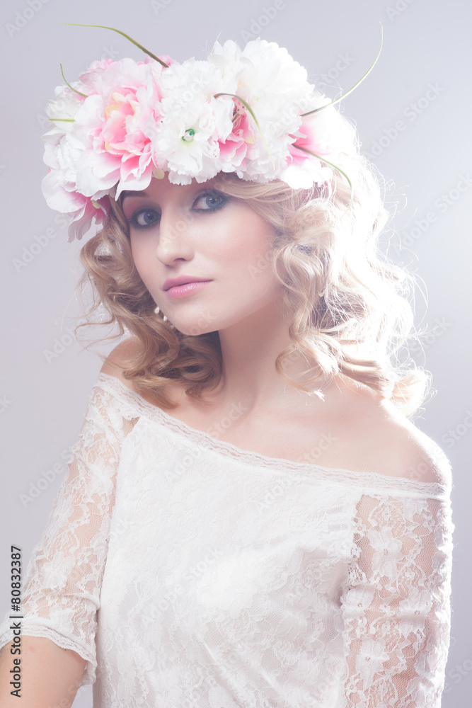 Beautiful girl with flowers in her hair. Spring. Beautiful girl with flowers in her hair. Spring.