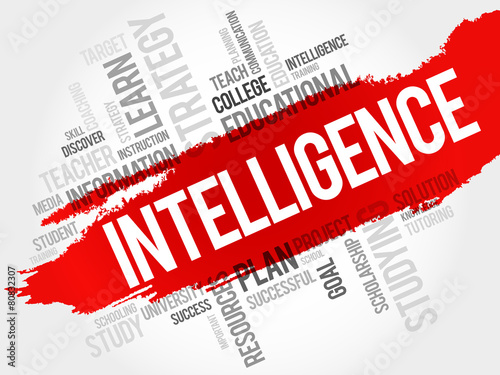 Intelligence word cloud, education concept