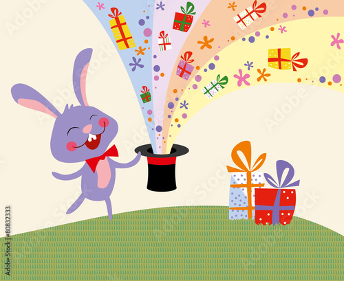 funny bunny with a gift