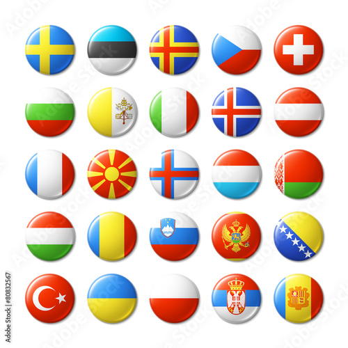World flags round badges, magnets. Europe. Free Download World flags round badges, magnets. Europe. - GFXLoad
