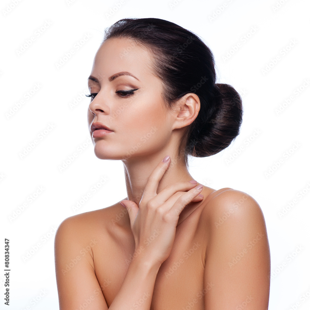 Beautiful Young Woman Touching Her Face. Beautiful Young Woman Touching Her Face.
