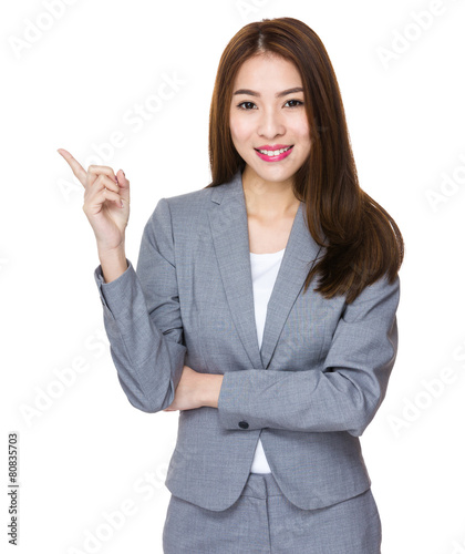 Japanese businesswoman pointing side