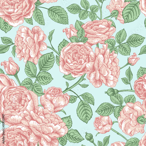 Seamless pattern with roses.