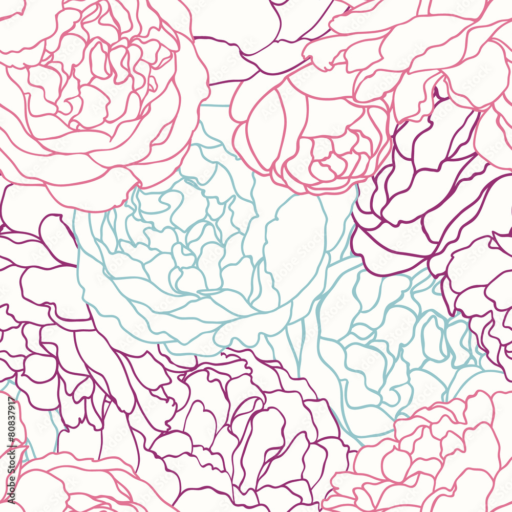 Fototapeta Seamless pattern with roses.