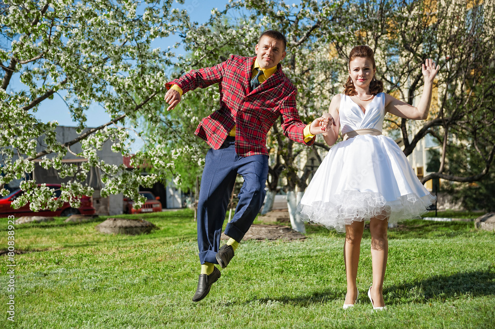 Naklejka premium Weddibg in retro style