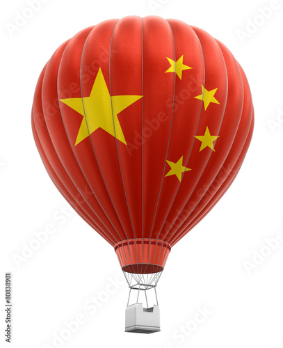 Hot Air Balloon with Chinese Flag (clipping path included)
