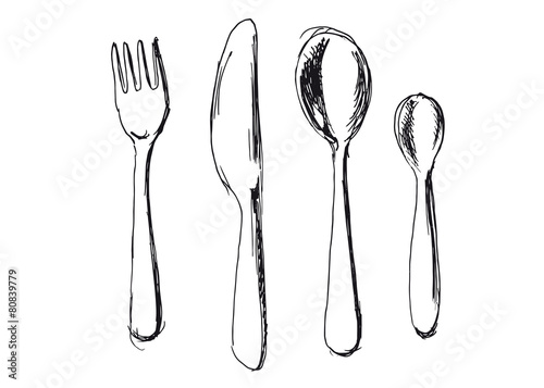 hand sketch cutlery