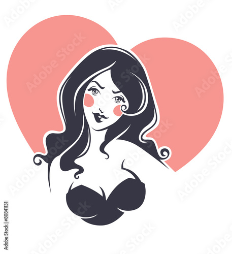lovely pinup girl and heart shape background