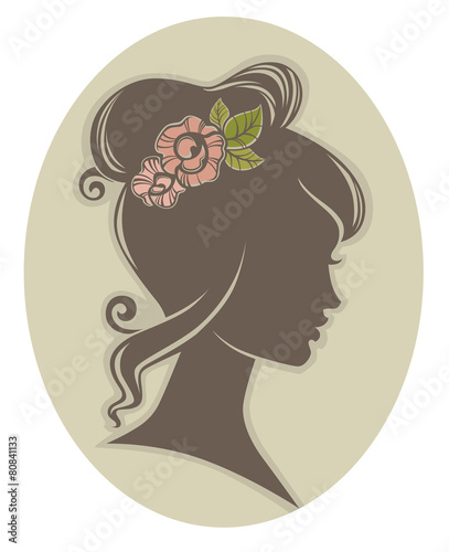 vector floral decoration for woman hair, vector silhouette